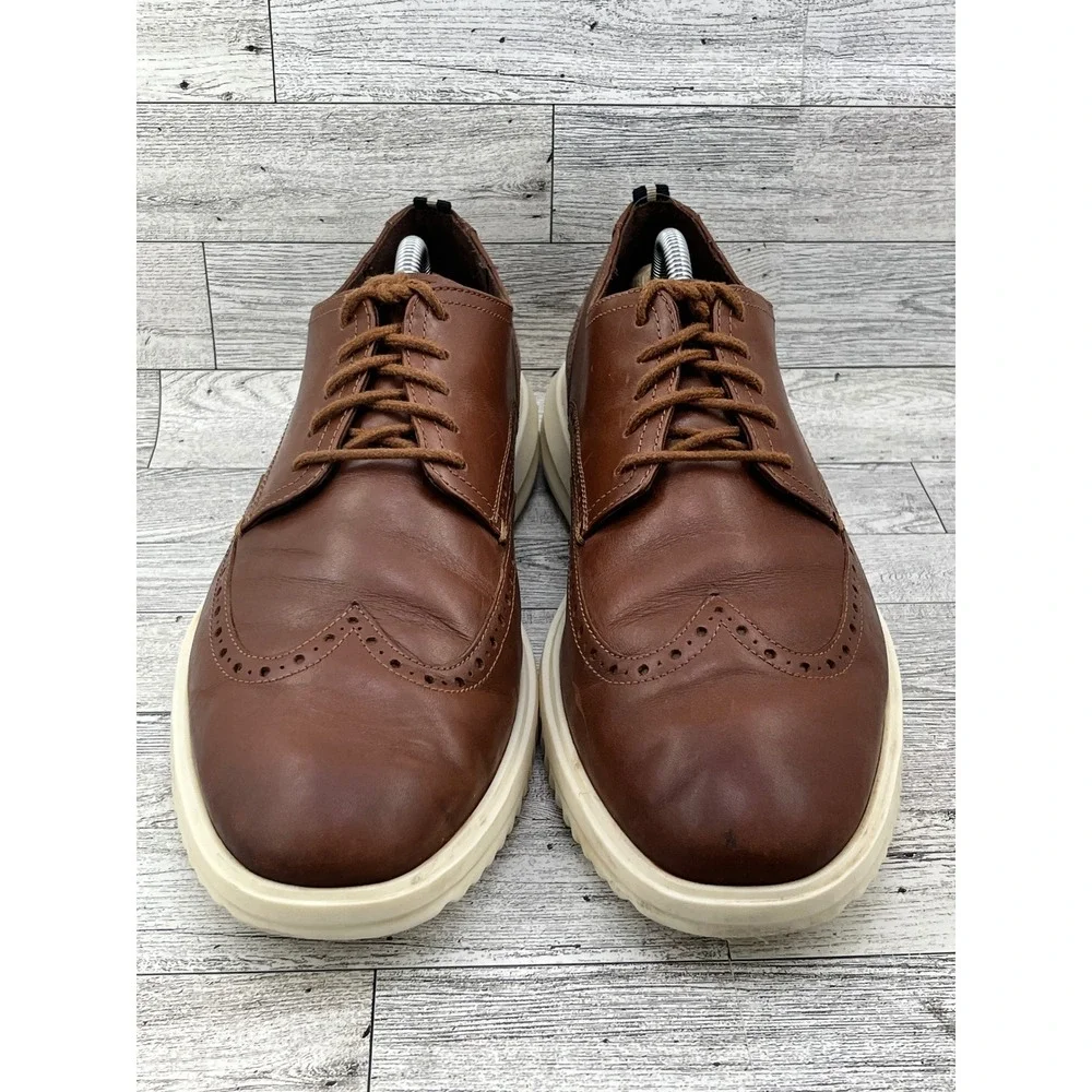 Cole Haan Mens 10.5M Wingtip Oxford Shoes Brown Leather Grand Sole‎ Lace Up